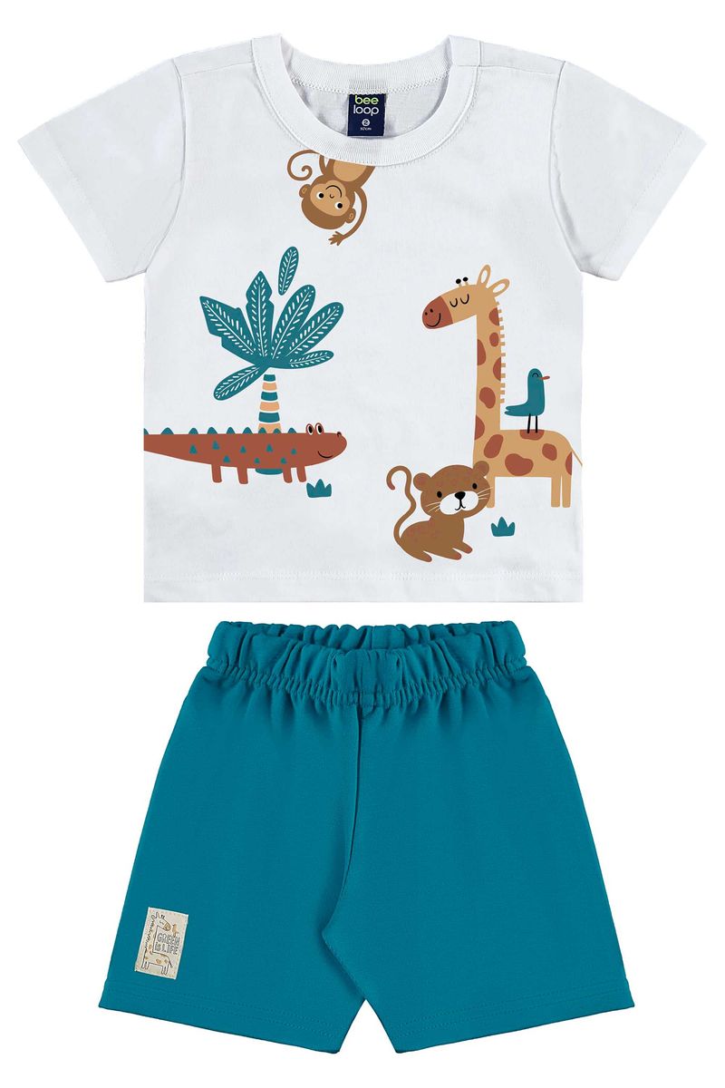 Conjunto de Bichinhos com Camiseta e Bermuda para Menino (Branco) Bee Loop