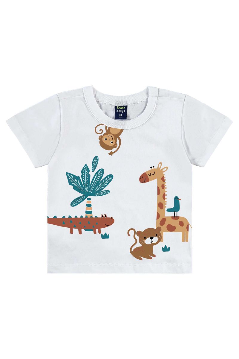 Conjunto de Bichinhos com Camiseta e Bermuda para Menino (Branco) Bee Loop