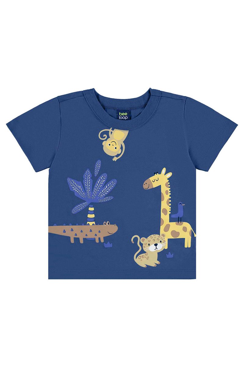 Conjunto de Bichinhos com Camiseta e Bermuda para Menino (Azul) Bee Loop