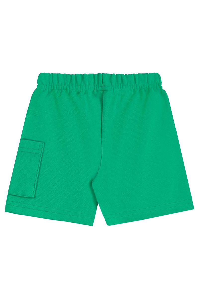 Conjunto-infantil-para-menino-traz-camiseta-com-estampa-de-dinossauro-3D-e-bermuda-com-elastico-na-cintura-e-bolso-lateral.