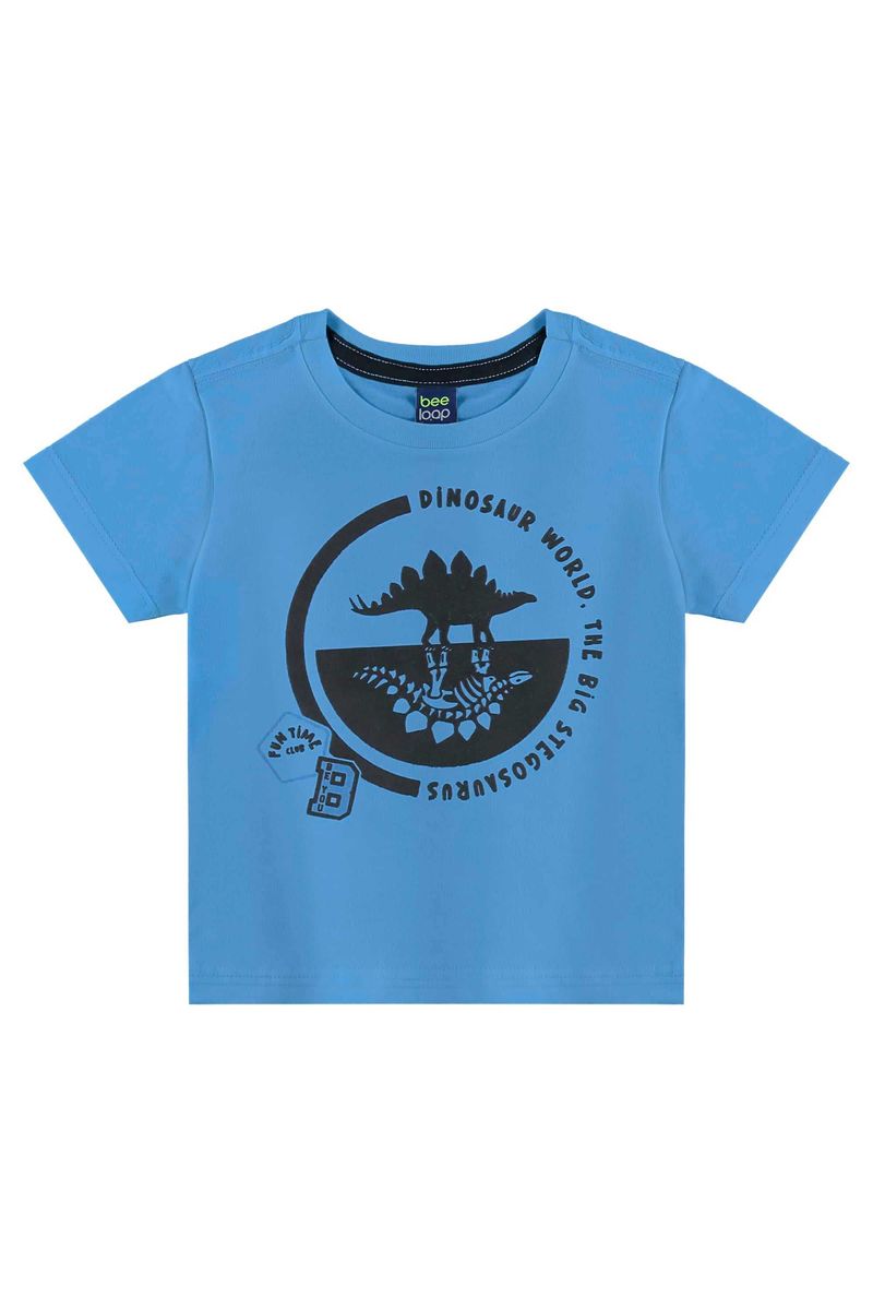 Conjunto com Camiseta de Dinossauro e Bermuda para Menino (Azul) Bee Loop