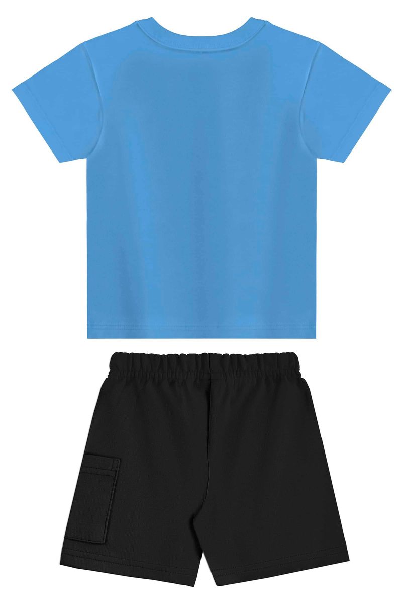 Conjunto com Camiseta de Dinossauro e Bermuda para Menino (Azul) Bee Loop