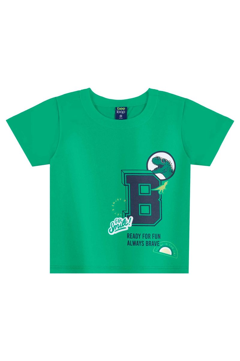 Conjunto com Camiseta de Dinossauro e Bermuda para Menino (Verde) Bee Loop