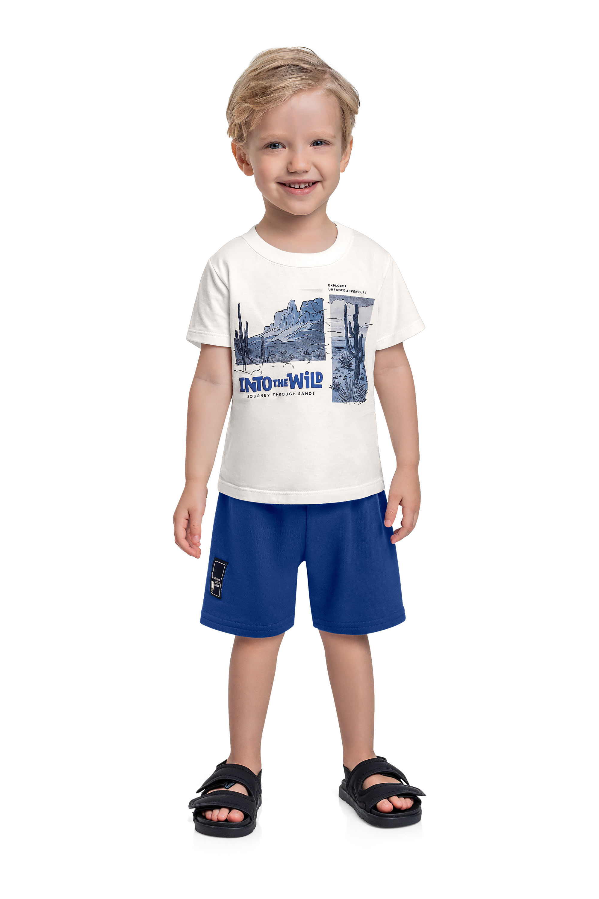 Conjunto com Camiseta e Bermuda para Menino (Off White) Bee Loop