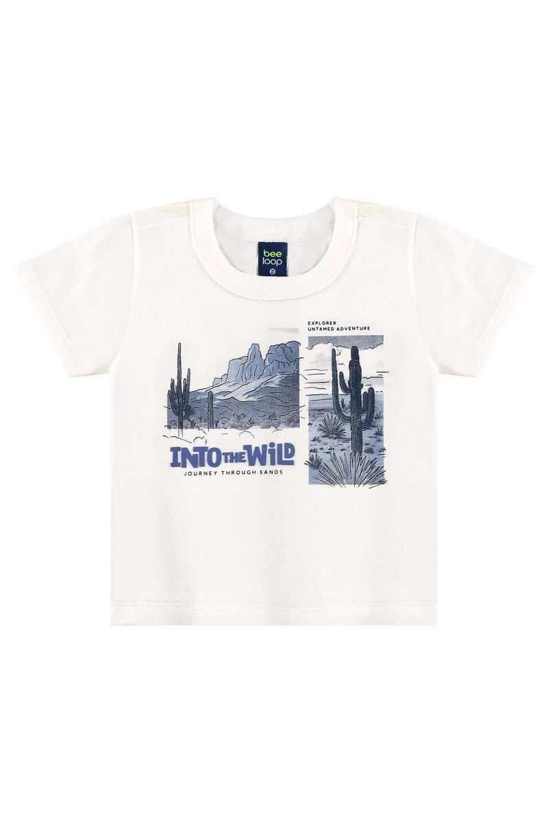 Conjunto-infantil-para-menino-traz-camiseta-com-estampa-de-paisagem-com-efeito-puff-e-bermuda-com-elastico-na-cintura.