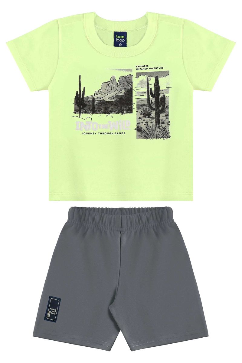 Conjunto com Camiseta e Bermuda para Menino (Verde) Bee Loop