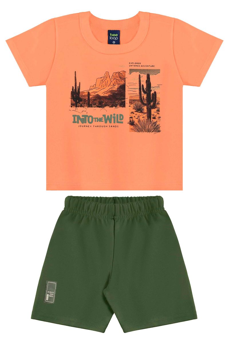 Conjunto com Camiseta e Bermuda para Menino (Laranja) Bee Loop