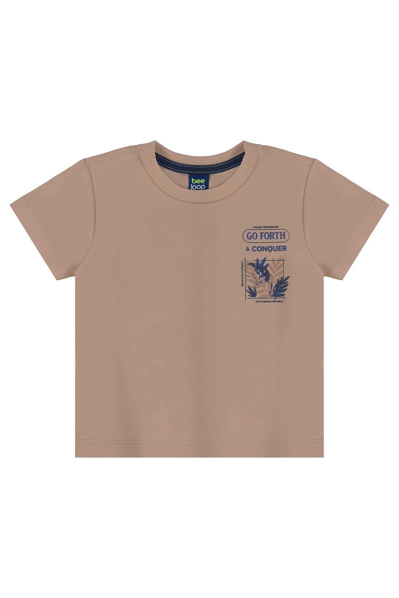 Conjunto com Camiseta e Bermuda com Folhas para Menino (Marrom) Bee Loop