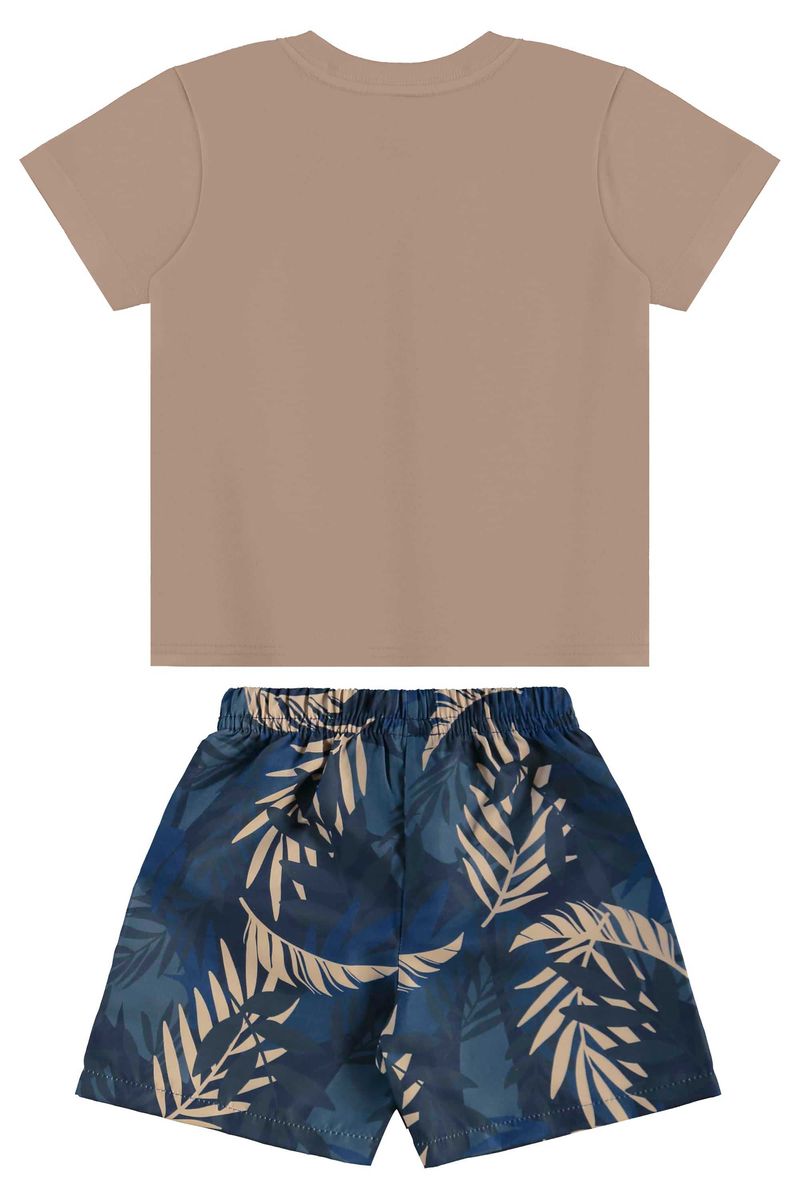 Conjunto com Camiseta e Bermuda com Folhas para Menino (Marrom) Bee Loop