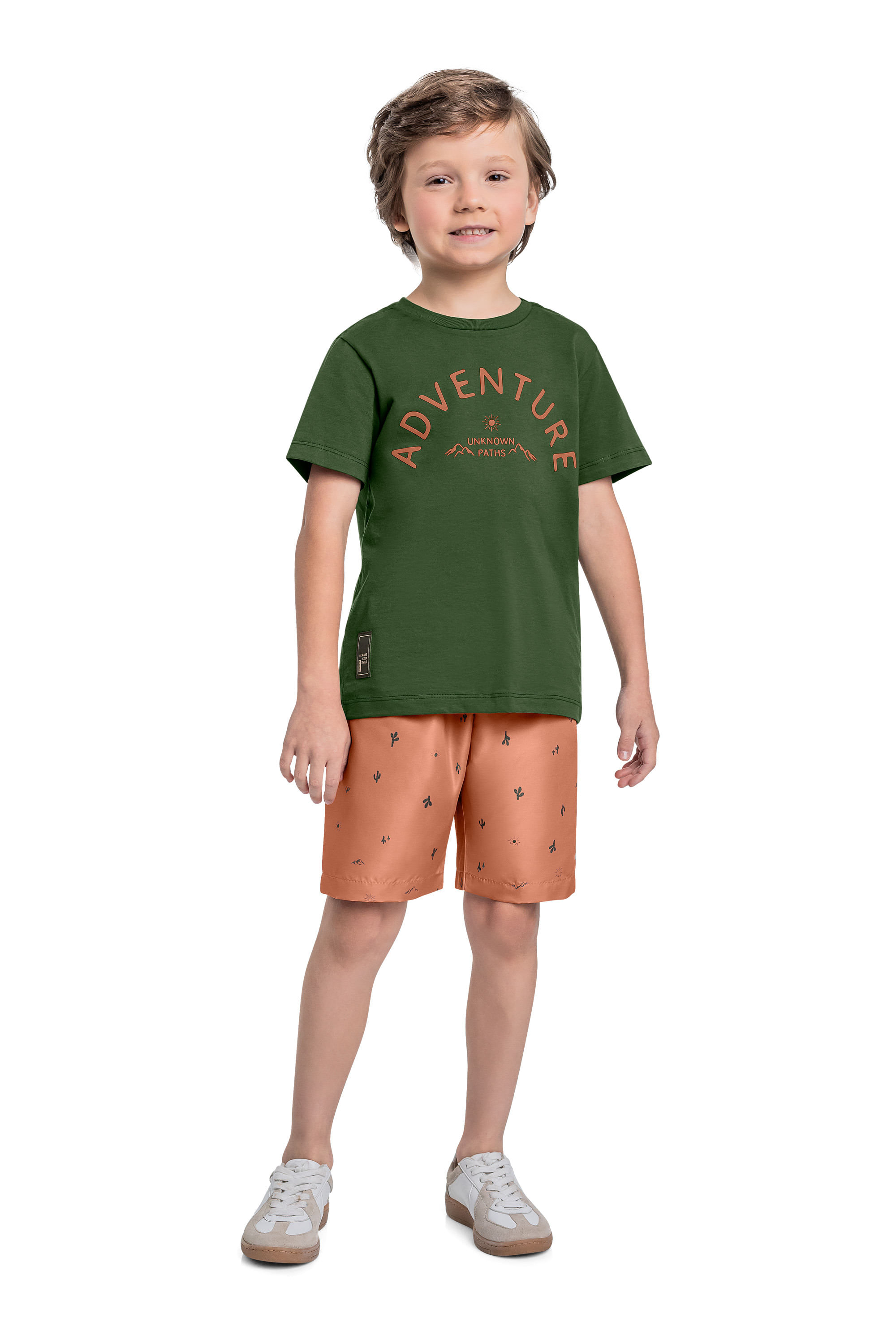 Conjunto Estampado com Camiseta e Bermuda para Menino (Verde) Bee Loop