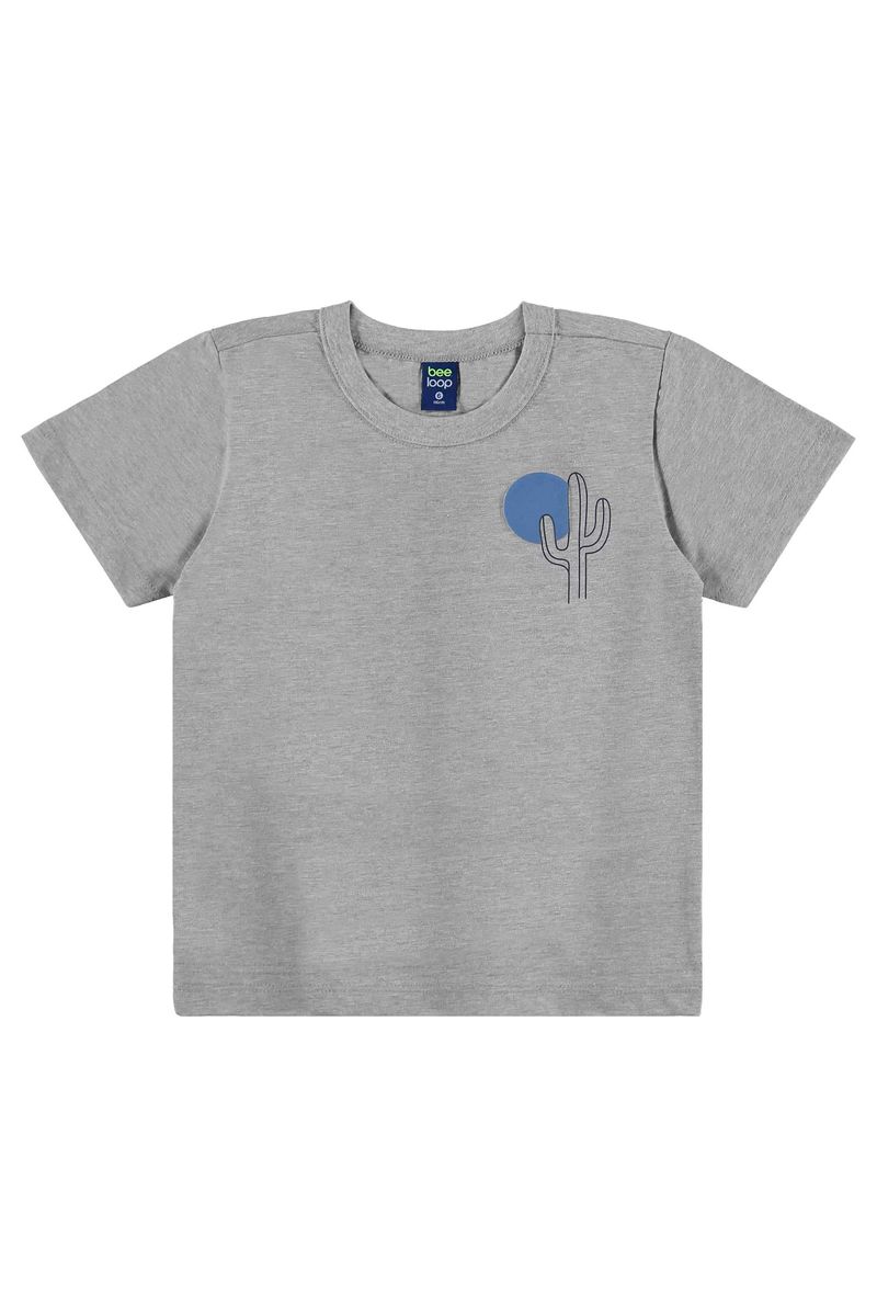 Conjunto com Camiseta Estampada e Bermuda para Menino (Cinza) Bee Loop
