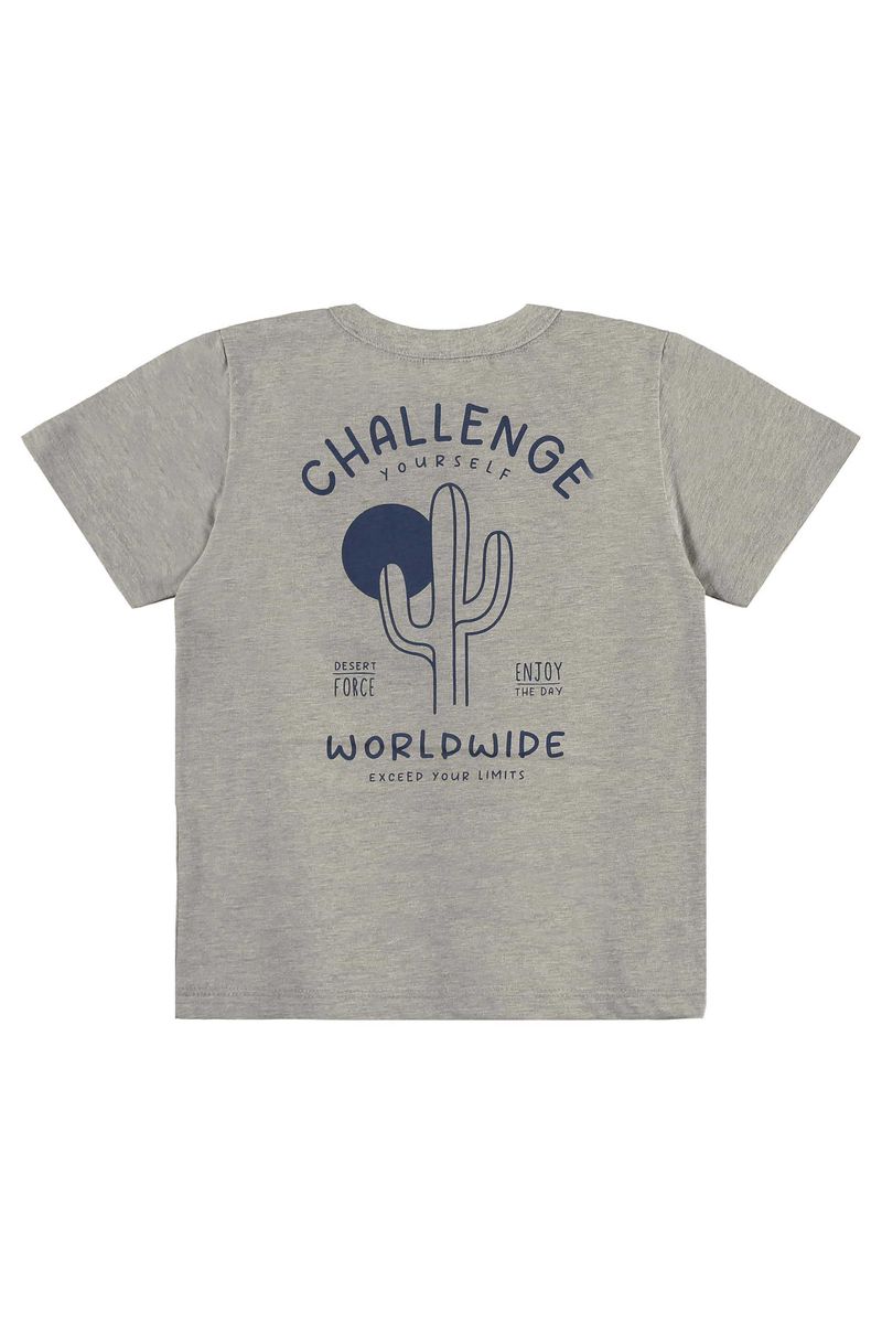 Conjunto com Camiseta Estampada e Bermuda para Menino (Cinza) Bee Loop