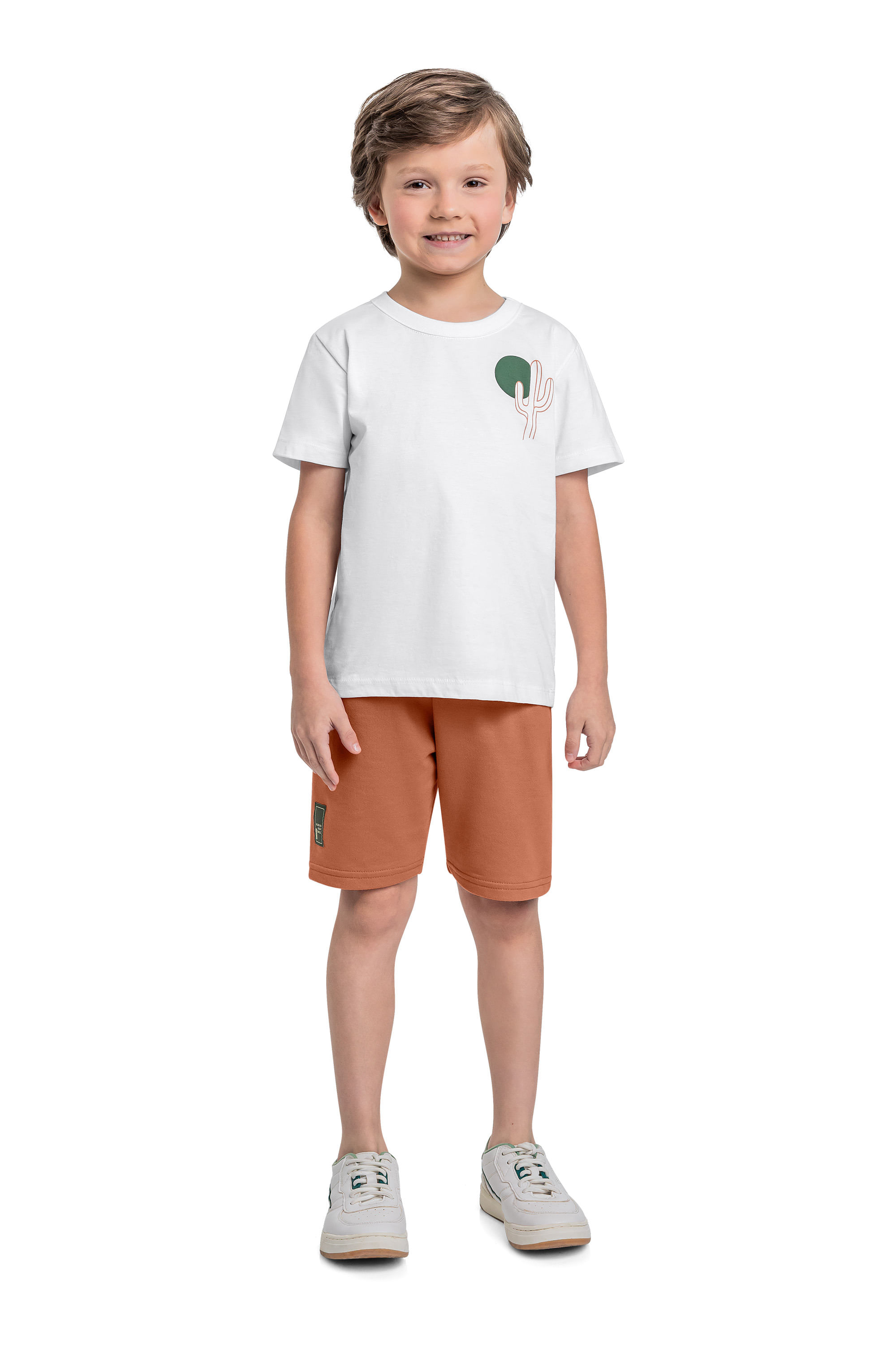 Conjunto com Camiseta Estampada e Bermuda para Menino (Branco) Bee Loop