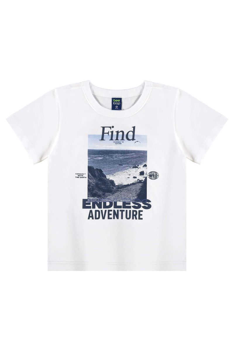 Conjunto com Camiseta Estampada e Bermuda para Menino (Branco) Bee Loop