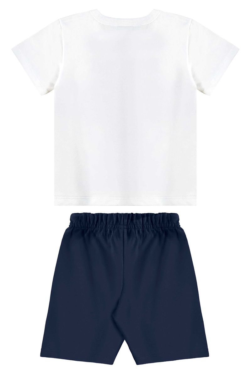 Conjunto com Camiseta Estampada e Bermuda para Menino (Branco) Bee Loop
