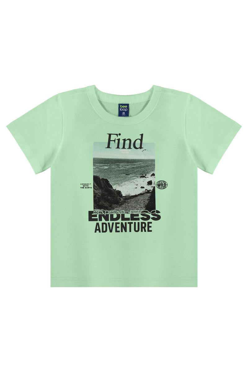Conjunto com Camiseta Estampada e Bermuda para Menino (Verde) Bee Loop
