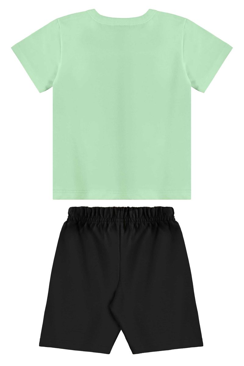 Conjunto com Camiseta Estampada e Bermuda para Menino (Verde) Bee Loop