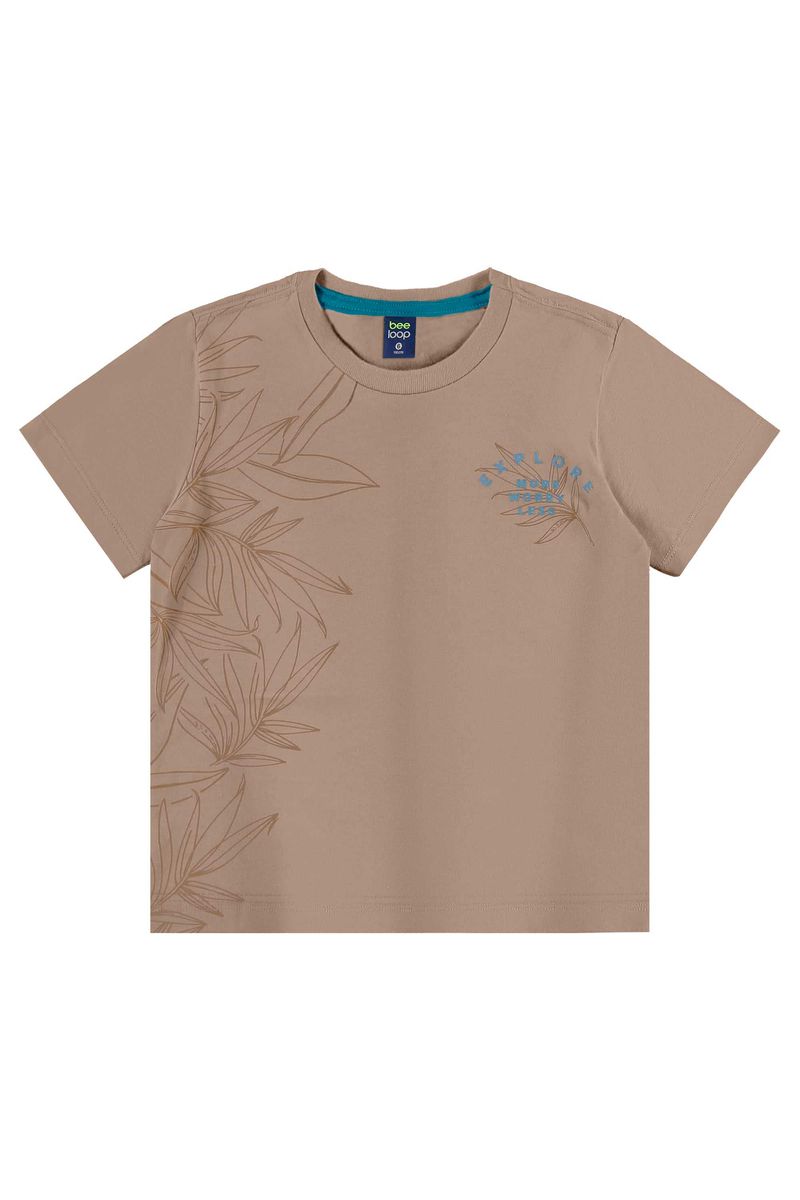 Conjunto com Camiseta de Folhas e Bermuda para Menino (Marrom) Bee Loop