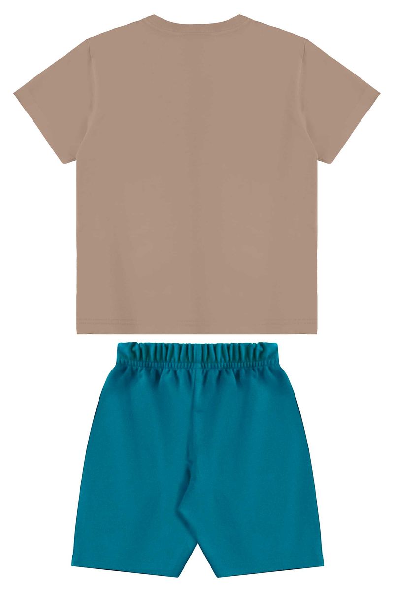 Conjunto com Camiseta de Folhas e Bermuda para Menino (Marrom) Bee Loop