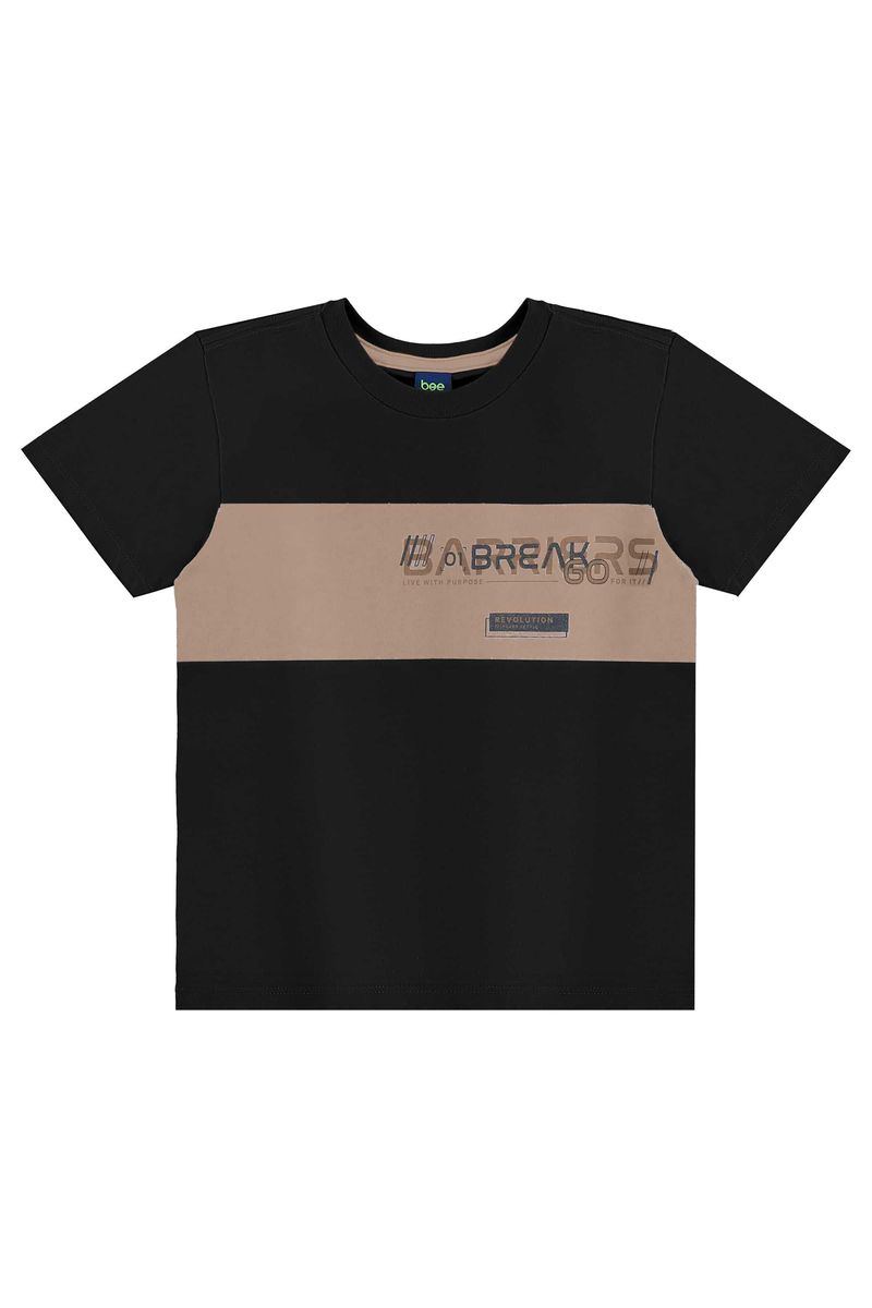 Conjunto com Camiseta Estampada e Bermuda para Menino (Preto) Bee Loop