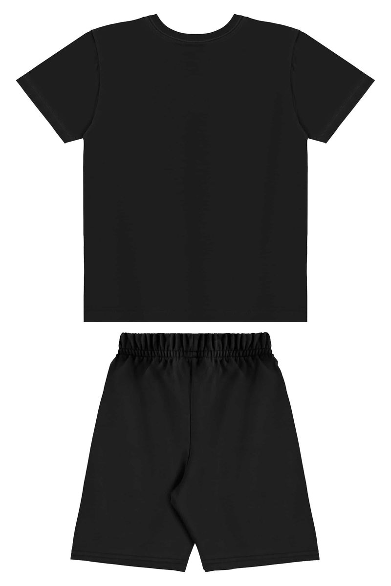 Conjunto com Camiseta Estampada e Bermuda para Menino (Preto) Bee Loop