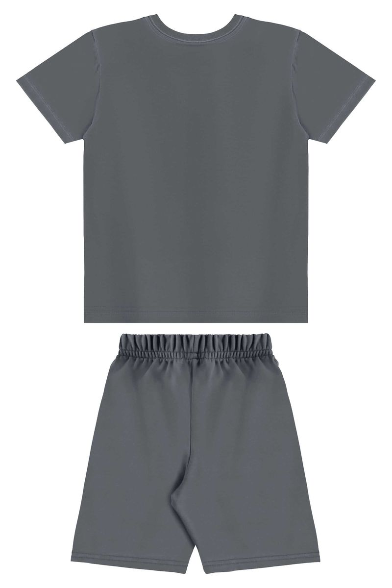 Conjunto com Camiseta Estampada e Bermuda para Menino (Cinza) Bee Loop