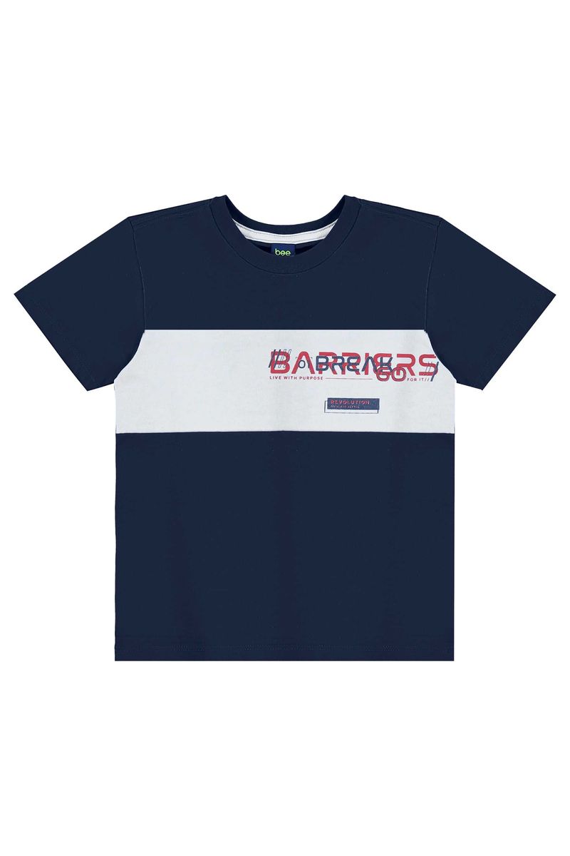Conjunto com Camiseta Estampada e Bermuda para Menino (Azul Marinho) Bee Loop