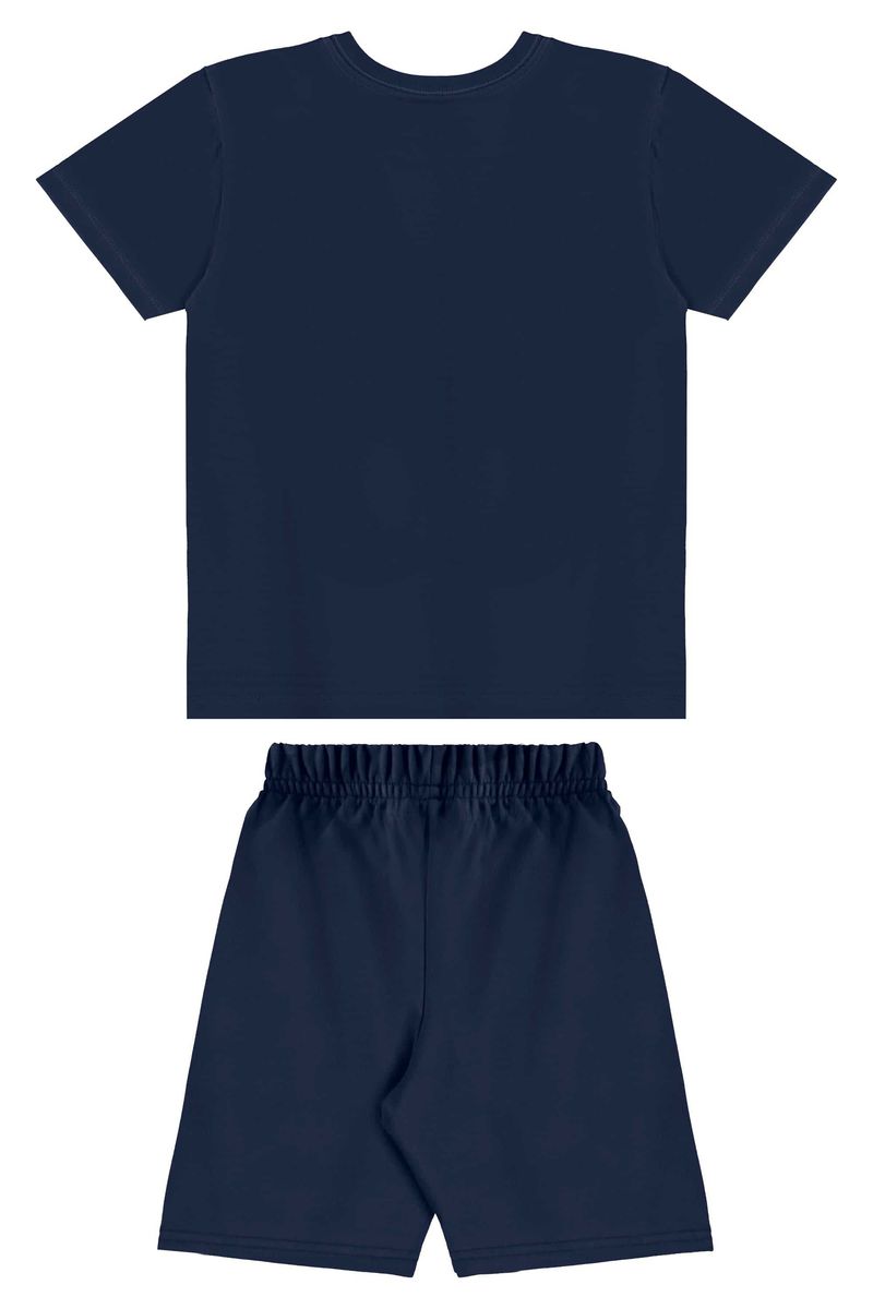 Conjunto com Camiseta Estampada e Bermuda para Menino (Azul Marinho) Bee Loop