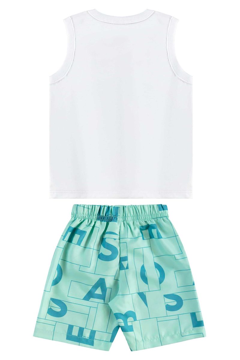 Conjunto Estampado com Regata e Bermuda para Menino (Branco) Bee Loop