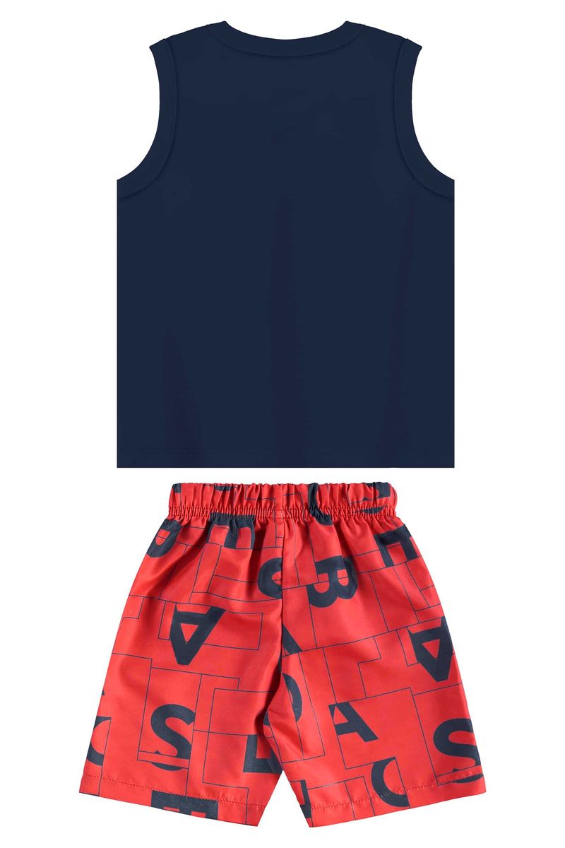Conjunto Estampado com Regata e Bermuda para Menino (Azul Marinho) Bee Loop