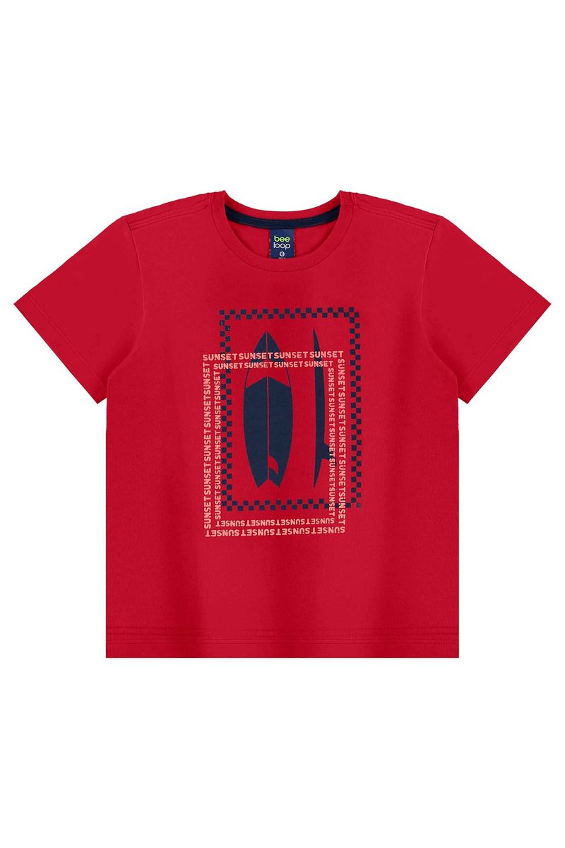 Conjunto com Camiseta Estampada e Bermuda para Menino (Vermelho) Bee Loop