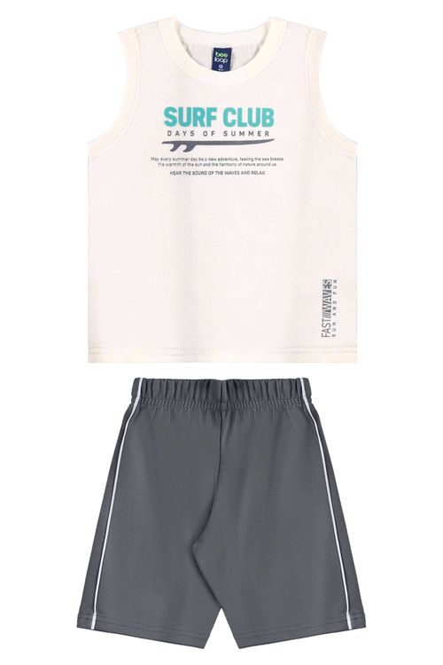 Conjunto com Regata Estampada e Bermuda para Menino (Off White) Bee Loop