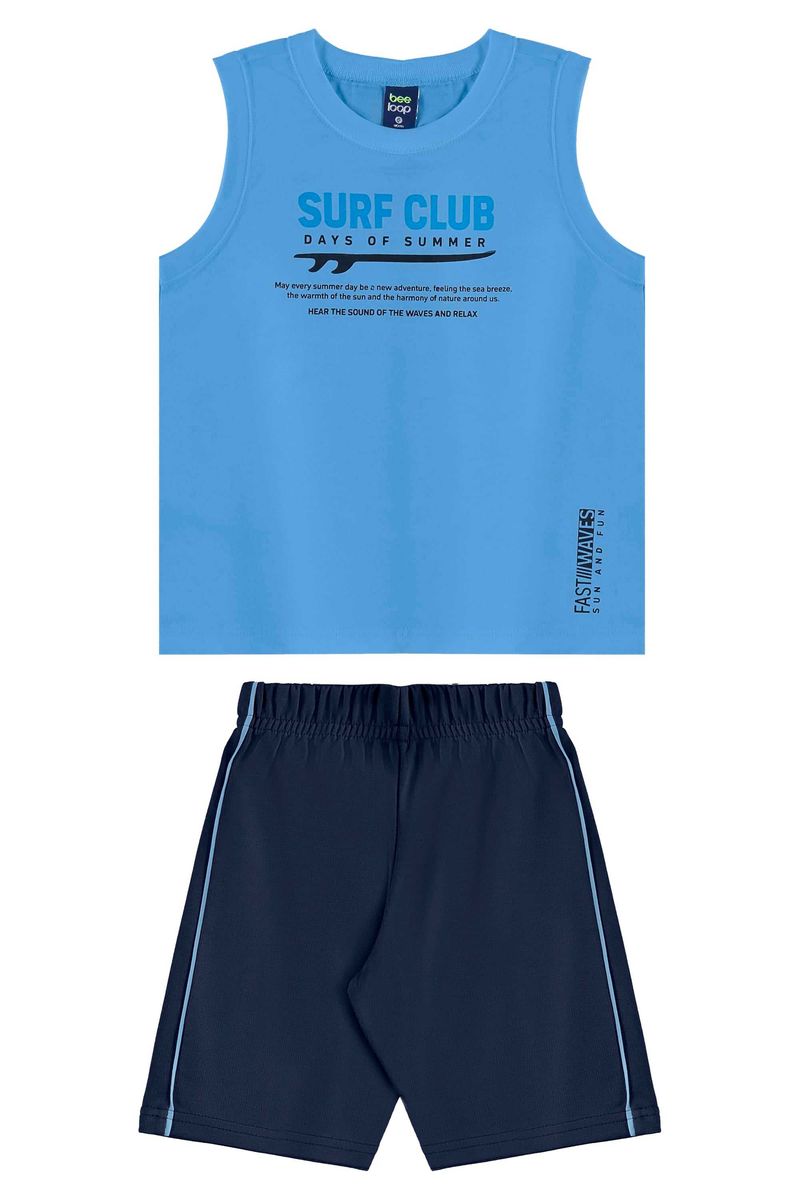 Conjunto-infantil-para-menino-com-regata-com-estampa-com-gel-e-bermuda-com-elastico-na-cintura.