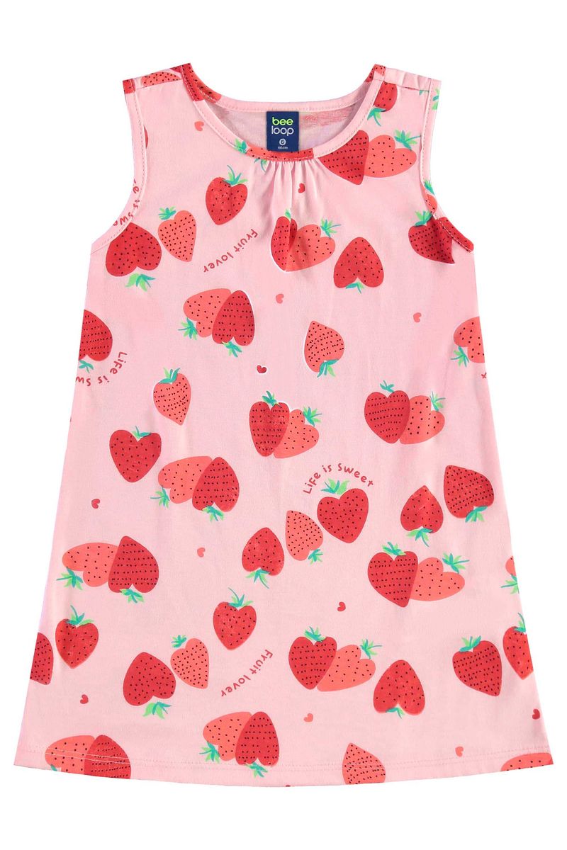 Vestido Morangos para Menina (Rosa) Bee Loop