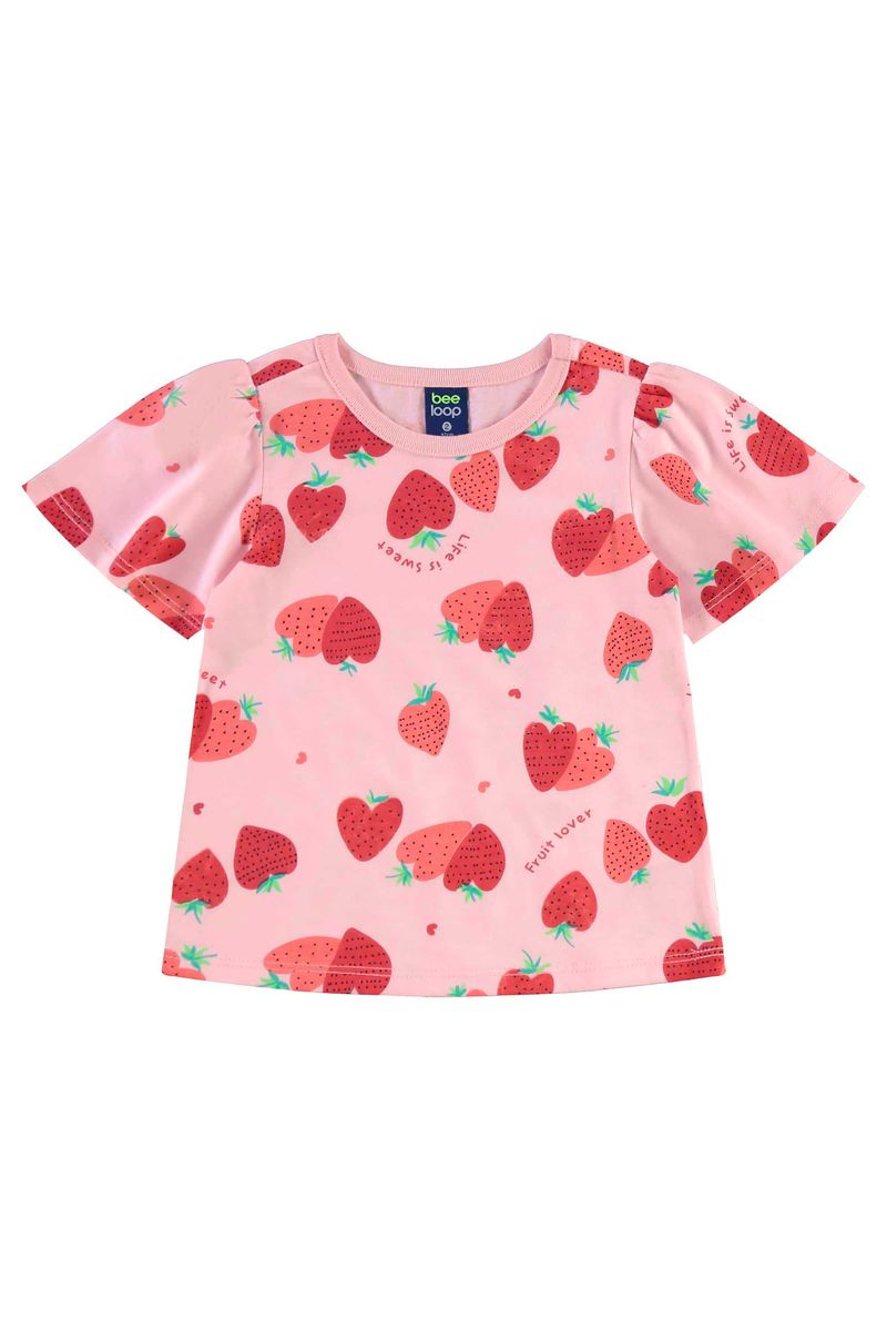 Conjunto com Blusa de Morangos e Short para Menina (Rosa) Bee Loop
