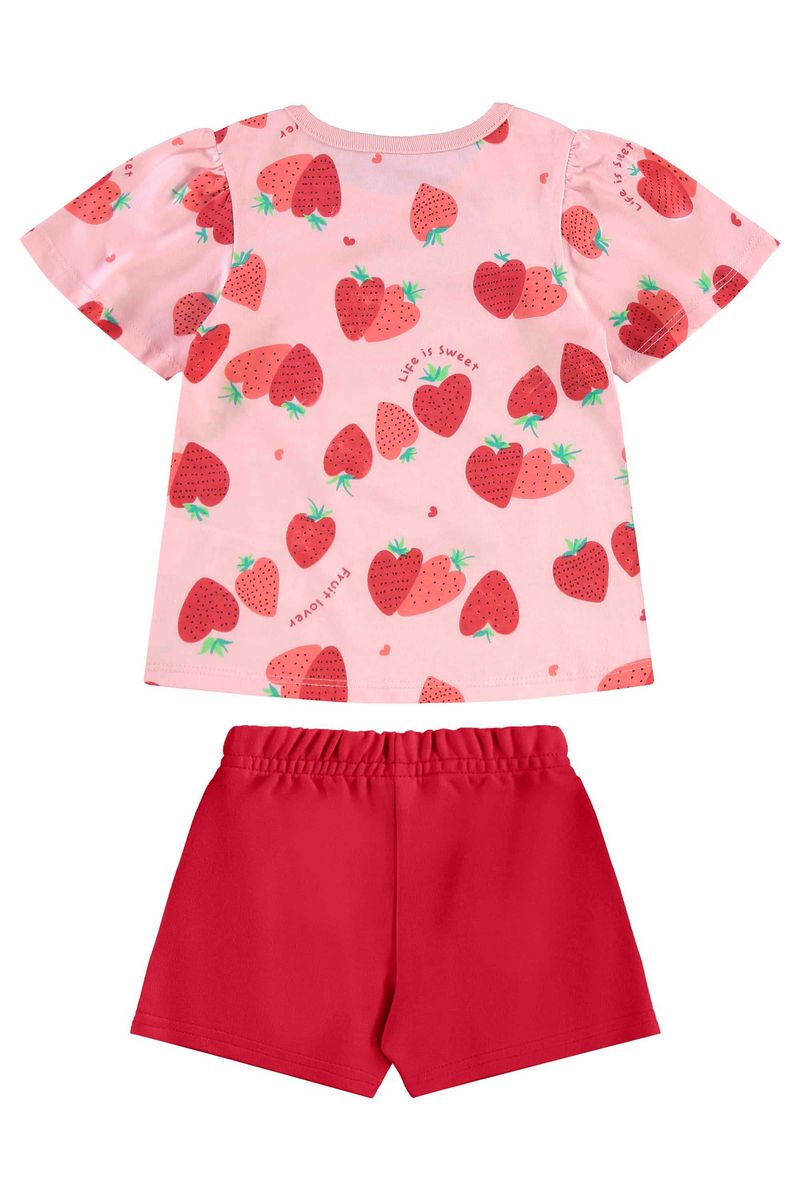 Conjunto com Blusa de Morangos e Short para Menina (Rosa) Bee Loop