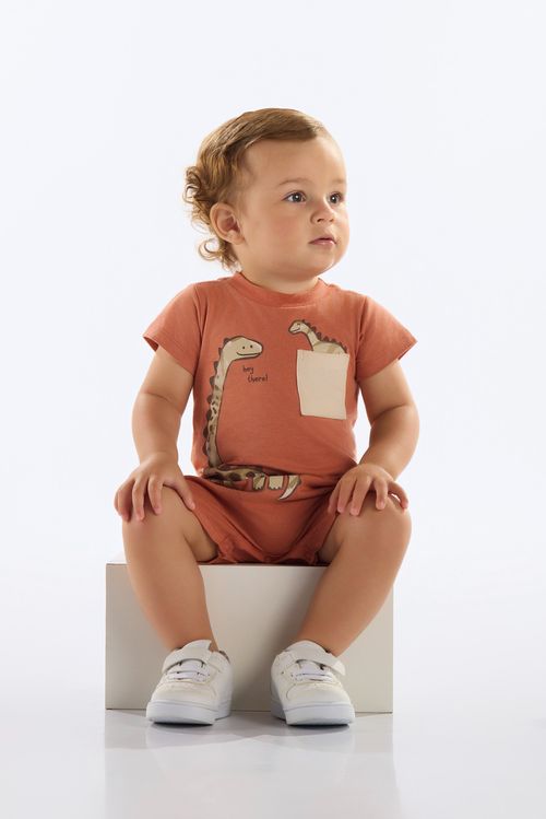 Macaquinho Dino para Bebê Menino (Marrom) Quimby