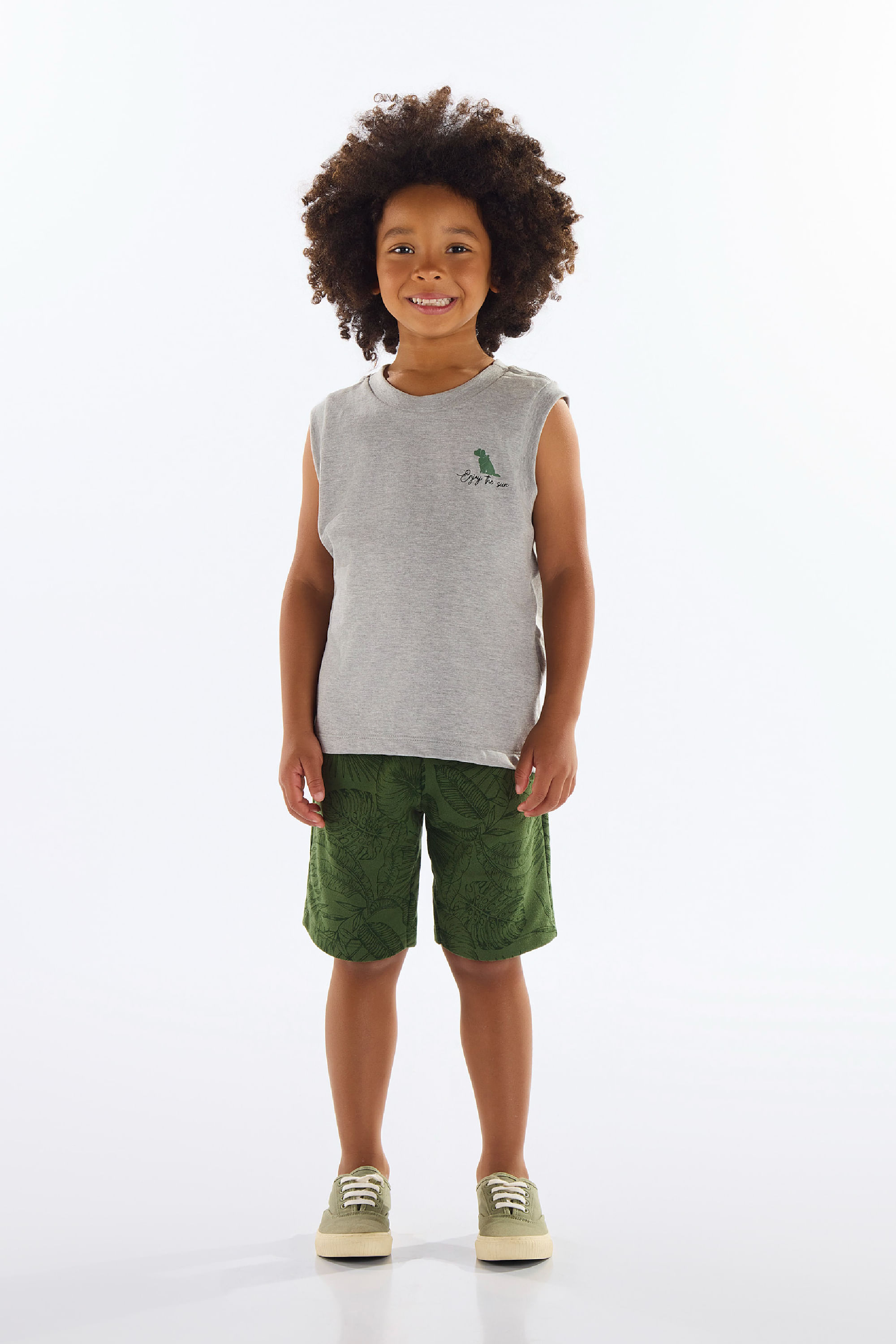 Conjunto para Menino com Regata e Bermuda (Cinza) Quimby