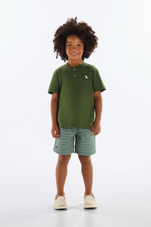 Conjunto para Menino com Camiseta e Bermuda (Verde) Quimby