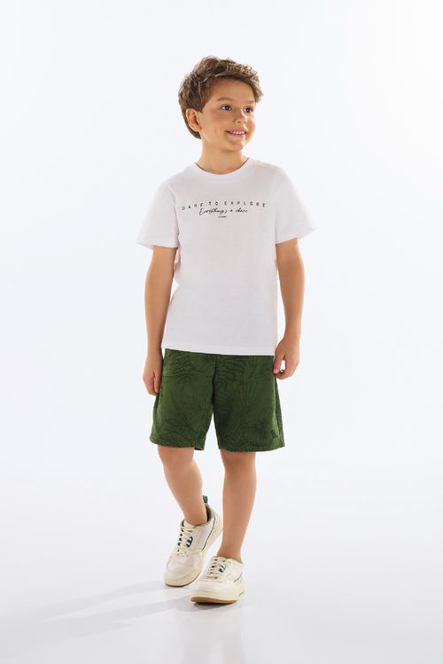 Conjunto com Camiseta e Bermuda Infantil (Branco) Quimby