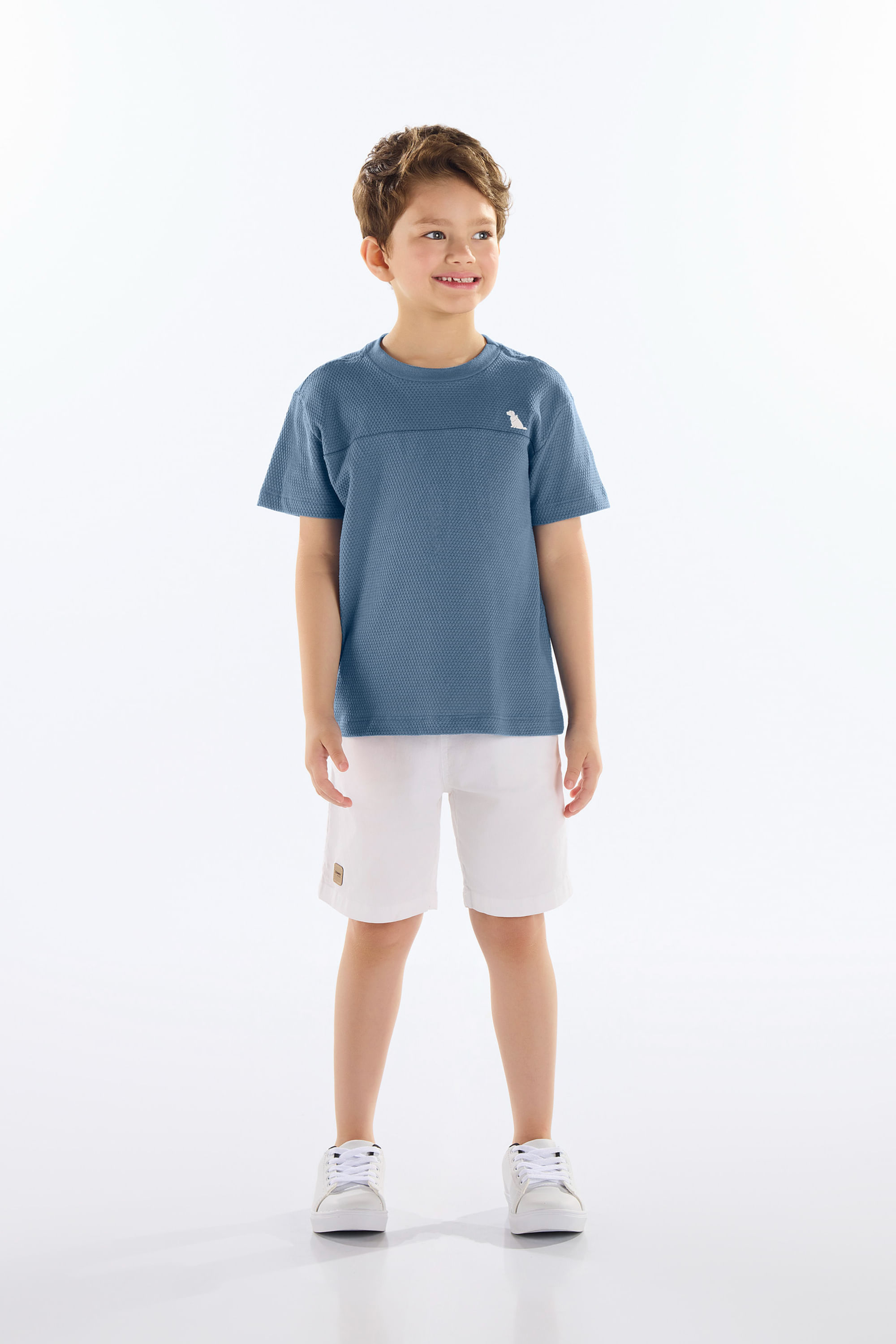 Conjunto Infantil com Camiseta e Bermuda (Azul) Quimby