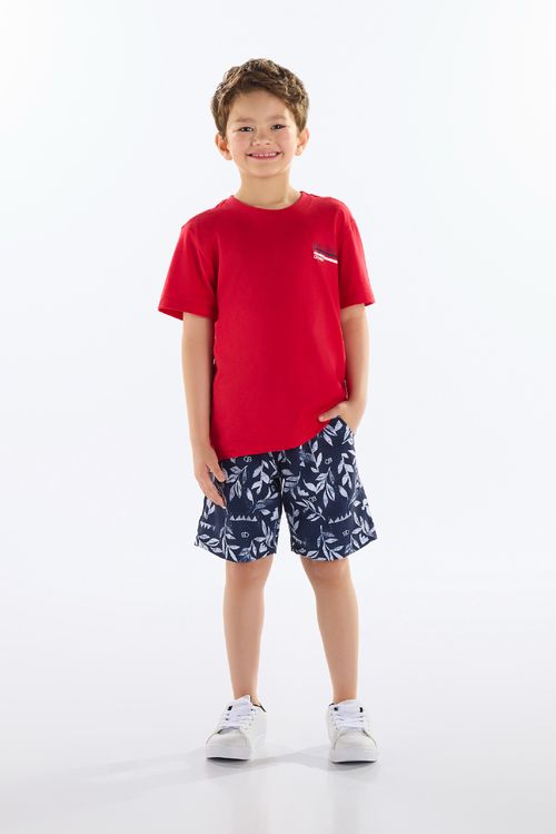 Conjunto Infantil com Camiseta e Bermuda (Vermelho) Quimby