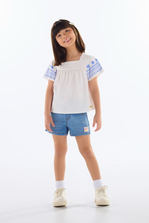 Bata em Meia Malha Infantil Feminina (Off White) Quimby