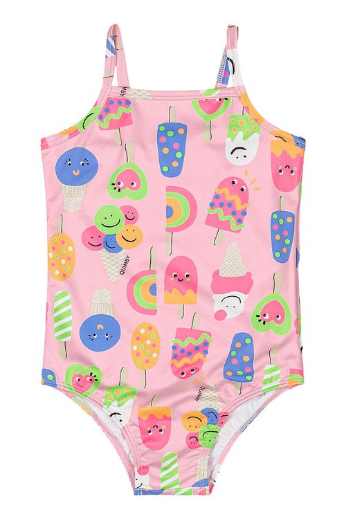 Maiô Infantil em Poliéster Estampado UV FPS +50 (Rosa) Quimby