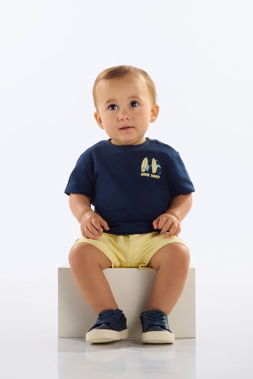 Conjunto Bebê com Camiseta e Bermuda (Azul Marinho) Quimby