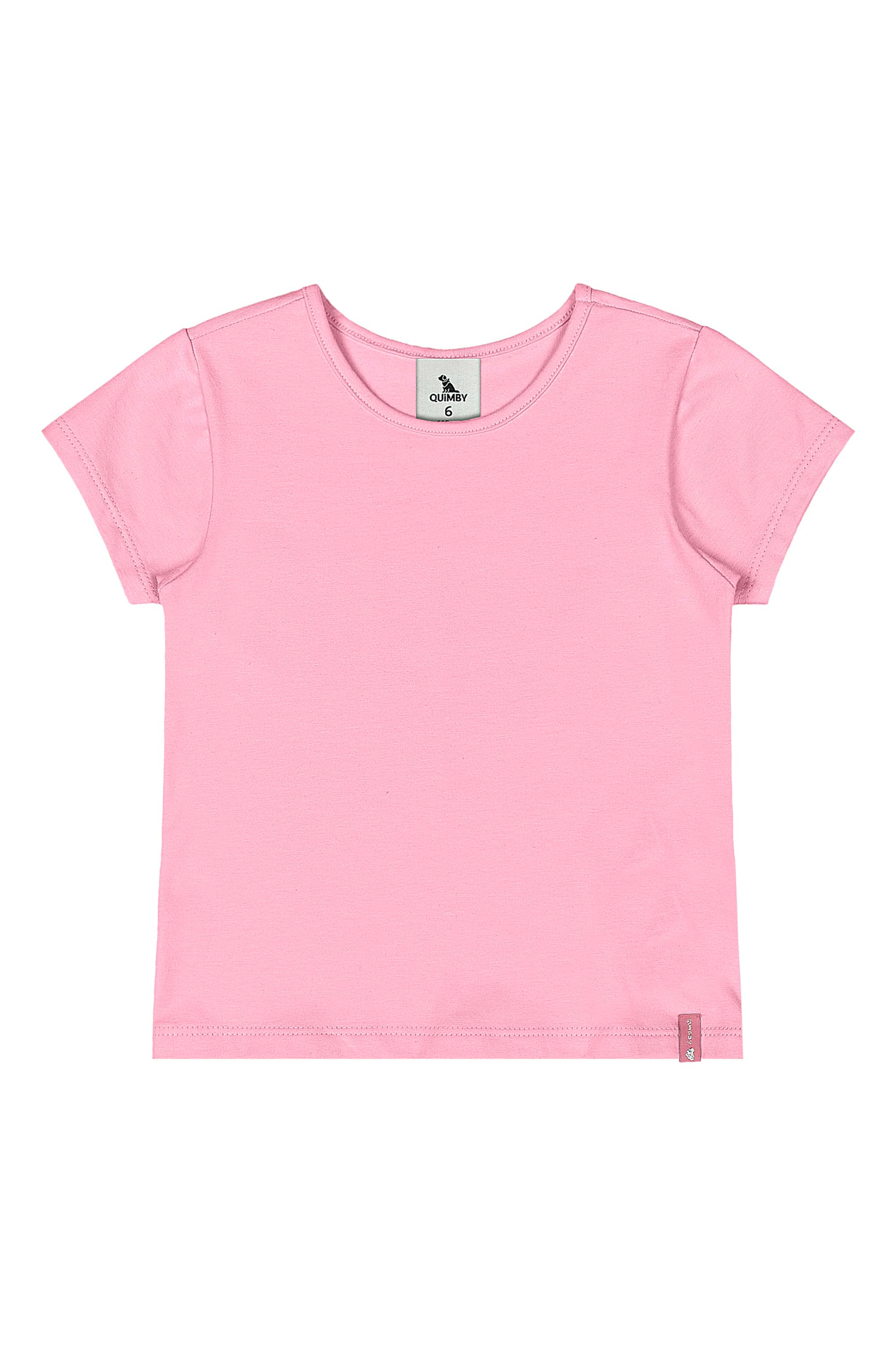Blusa Básica em Cotton Infantil Feminina (Rosa) Quimby