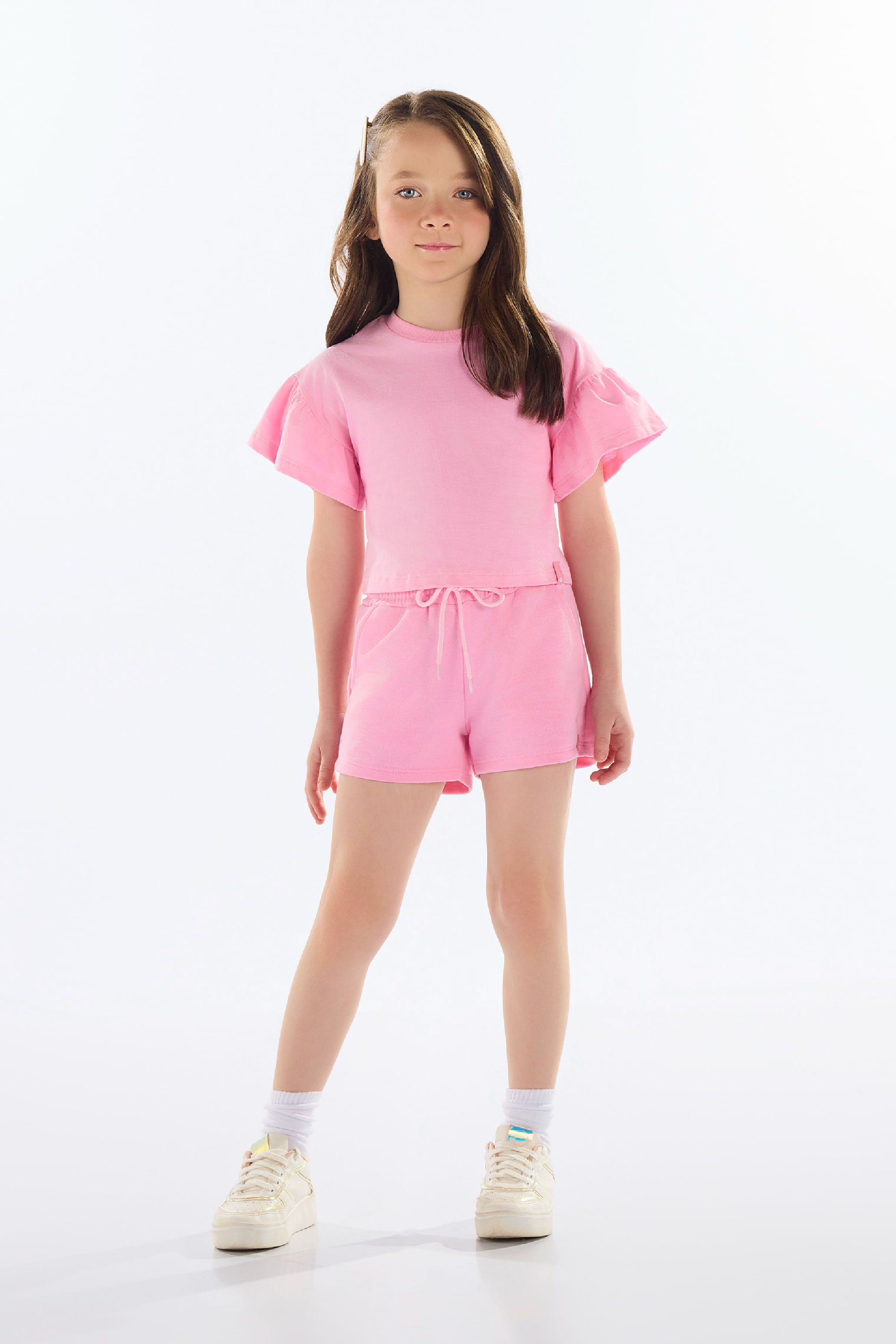 Cropped Básico em Meia Malha para Menina (Rosa) Quimby