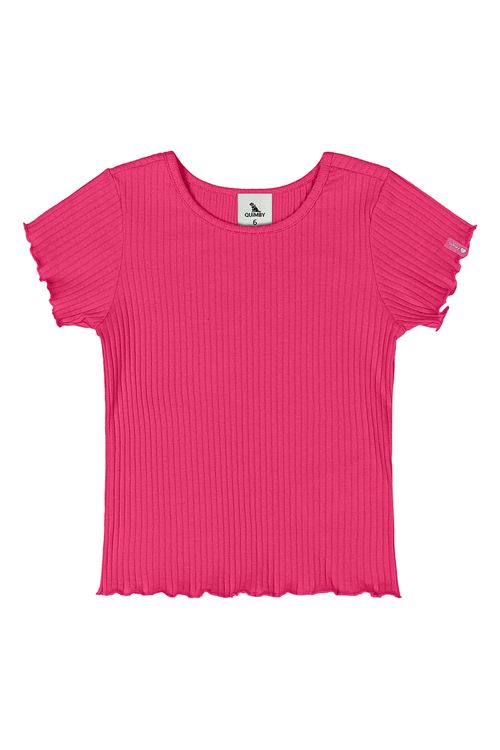 Blusa em Ribana Canelada Infantil Feminina (Rosa Pink) Quimby