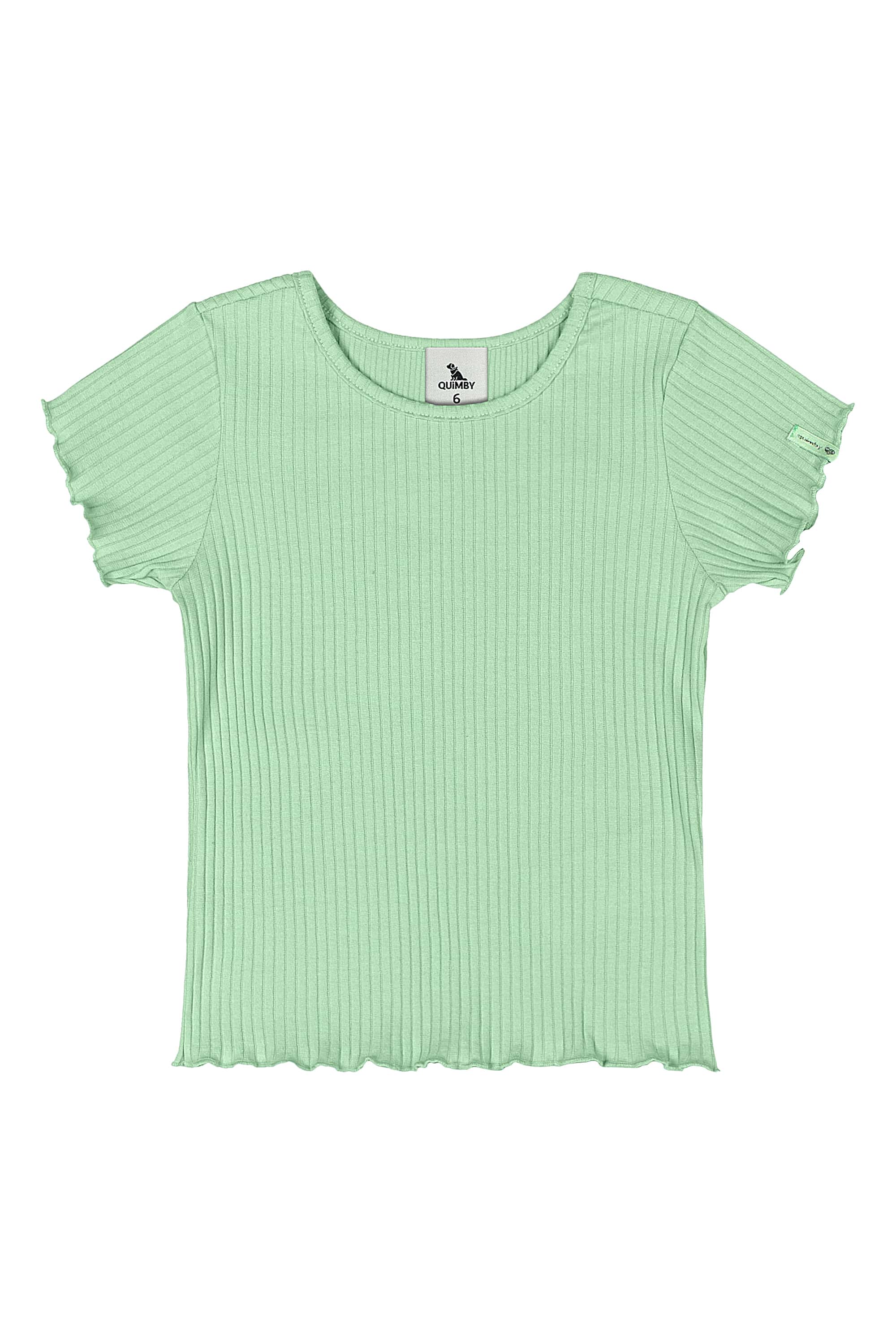 Blusa em Ribana Canelada Infantil Feminina (Verde) Quimby