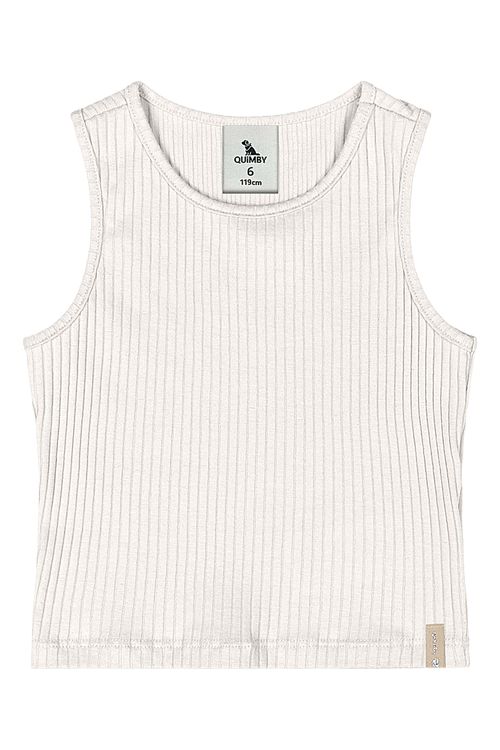 Cropped em Ribana Canelada para Menina (Off White) Quimby